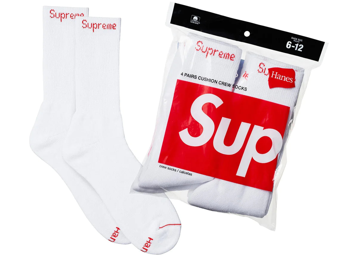 Supreme Hanes Crew Socks Crew Socks (4 Pack) White