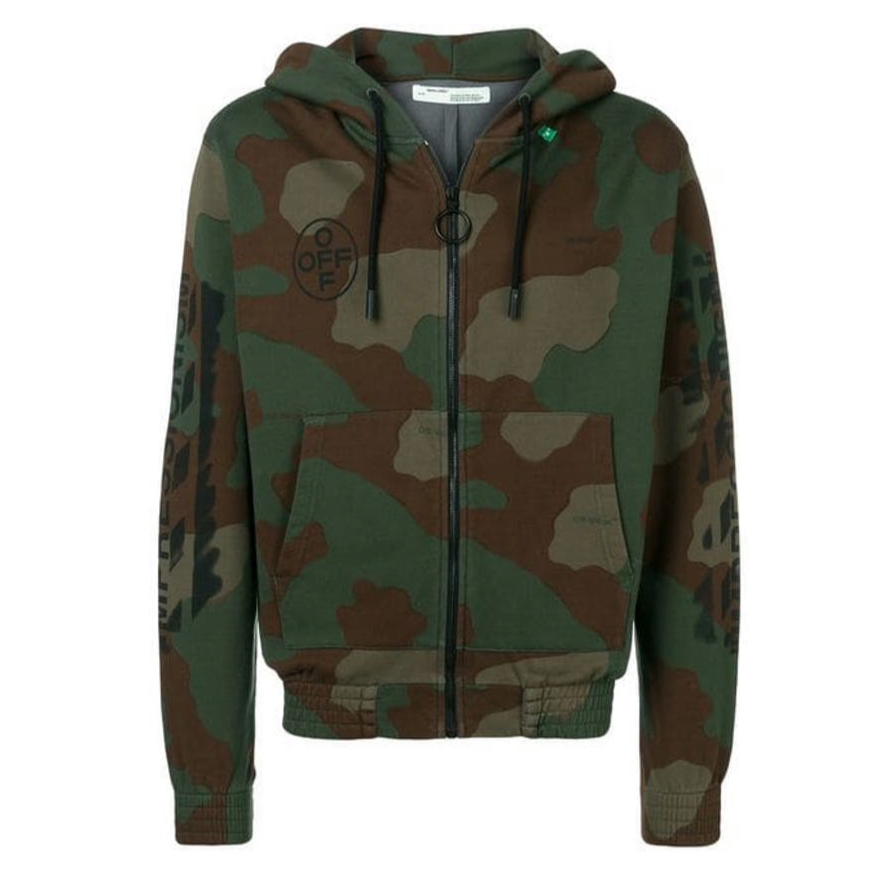 OFF-WHITE Diaganol Stencil Zip Up Hoodie Camo/Black
