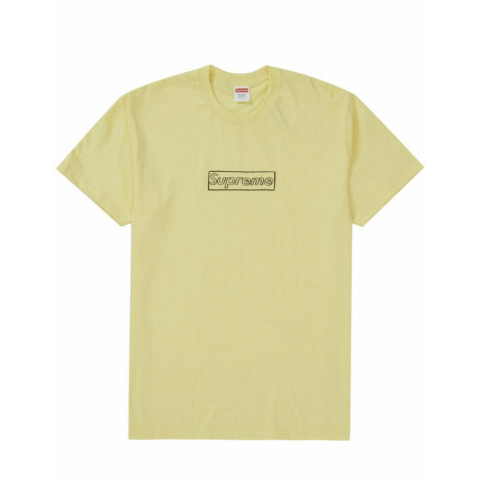 Supreme KAWS Chalk Logo Tee Pale Yellow