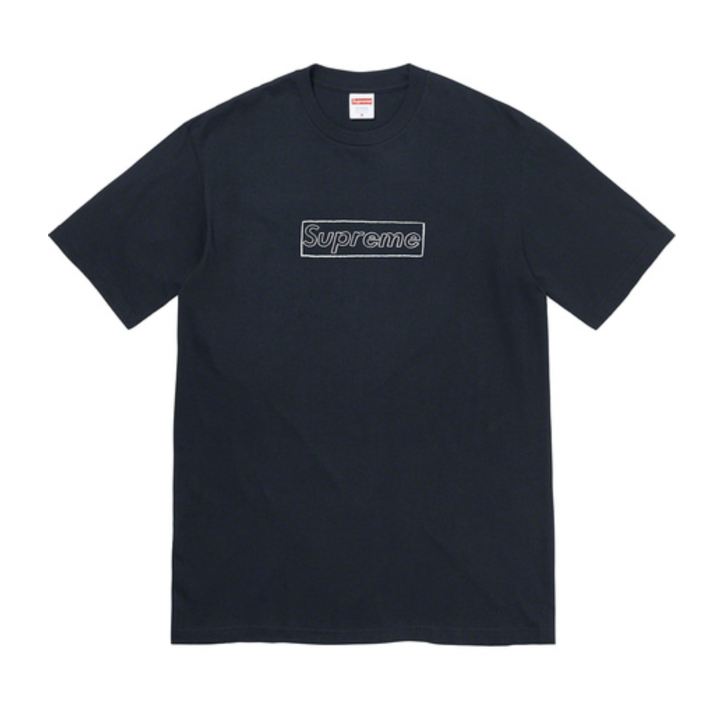 Supreme KAWS Chalk Logo Tee Navy