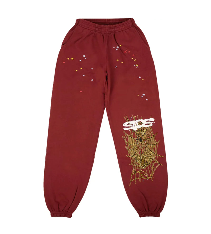 Sp5der Maroon Logo Sweatpant