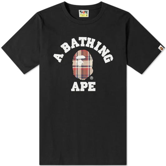 Bape Tee College Plaid Black