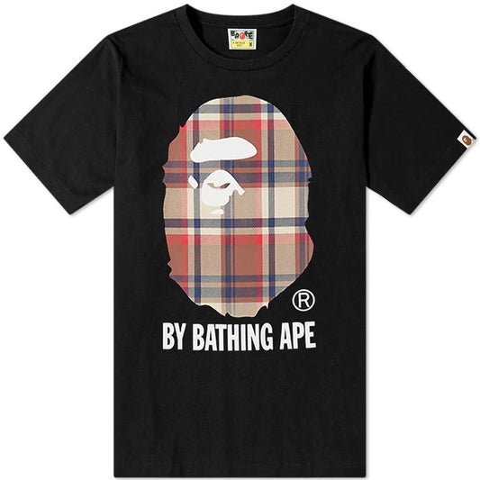 Bape Tee Ape Head Plaid Black
