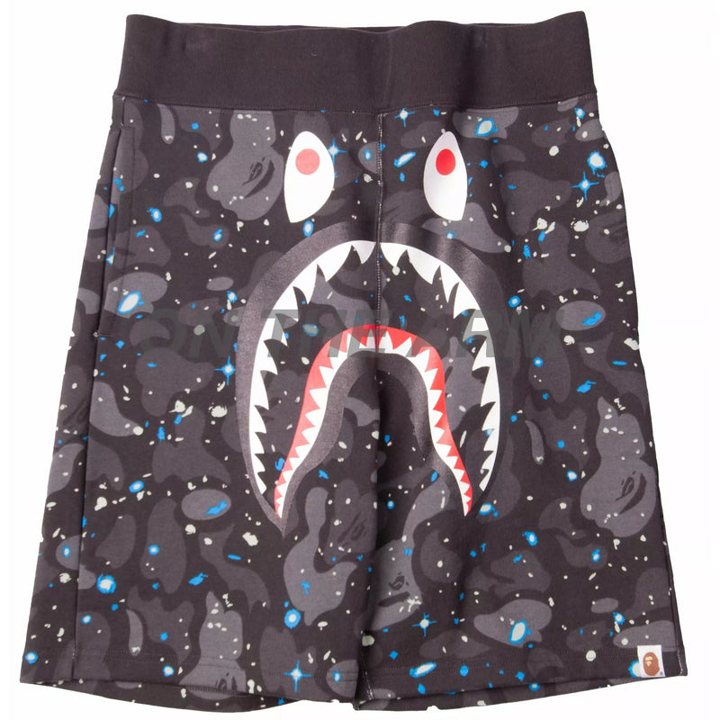 BAPE Space Camo Shark Sweat Shorts Black (SS21)
