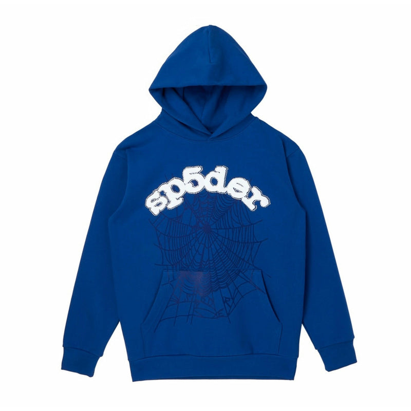 Spider Rhinestone Hoodie Blue