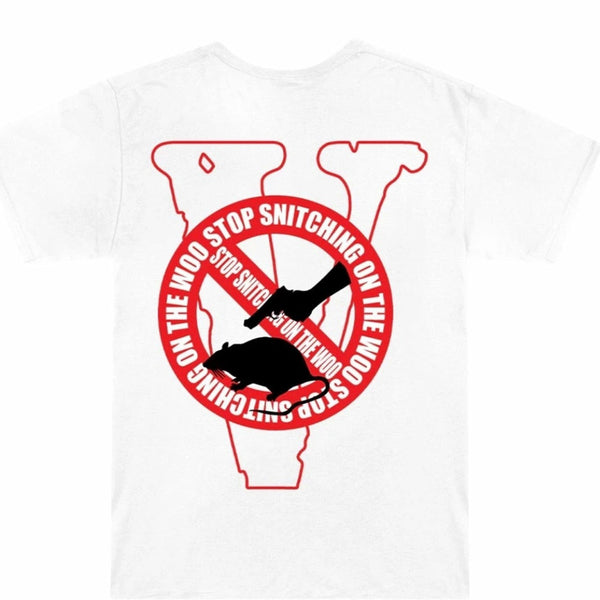 Pop Smoke x Vlone Stop Snitching Tee White/Red