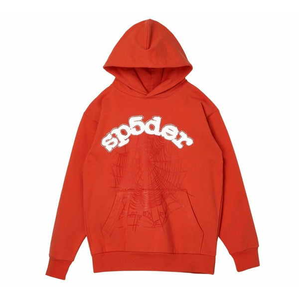 Sp5der Rhinestone Hoodie Orange