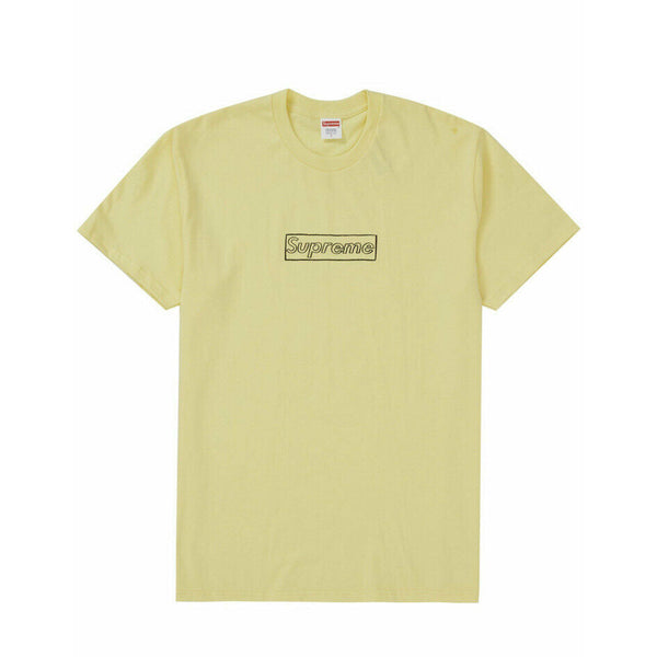 Supreme KAWS Chalk Logo Tee Pale Yellow