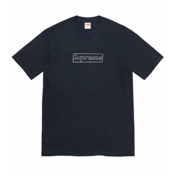 Supreme KAWS Chalk Logo Tee Navy